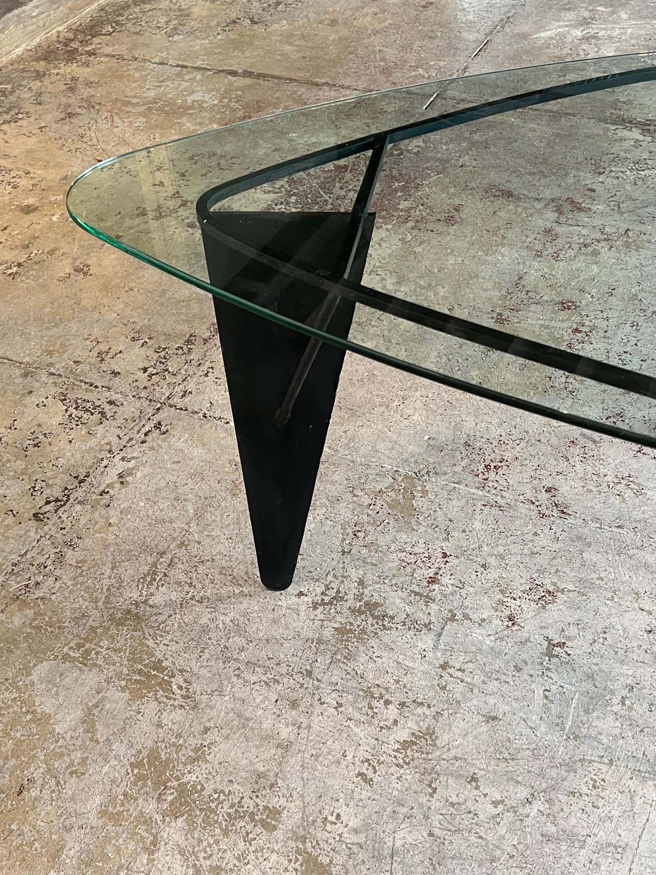 Mid-Century Modern Glass and Cast Iron Dining Room or Centre Table