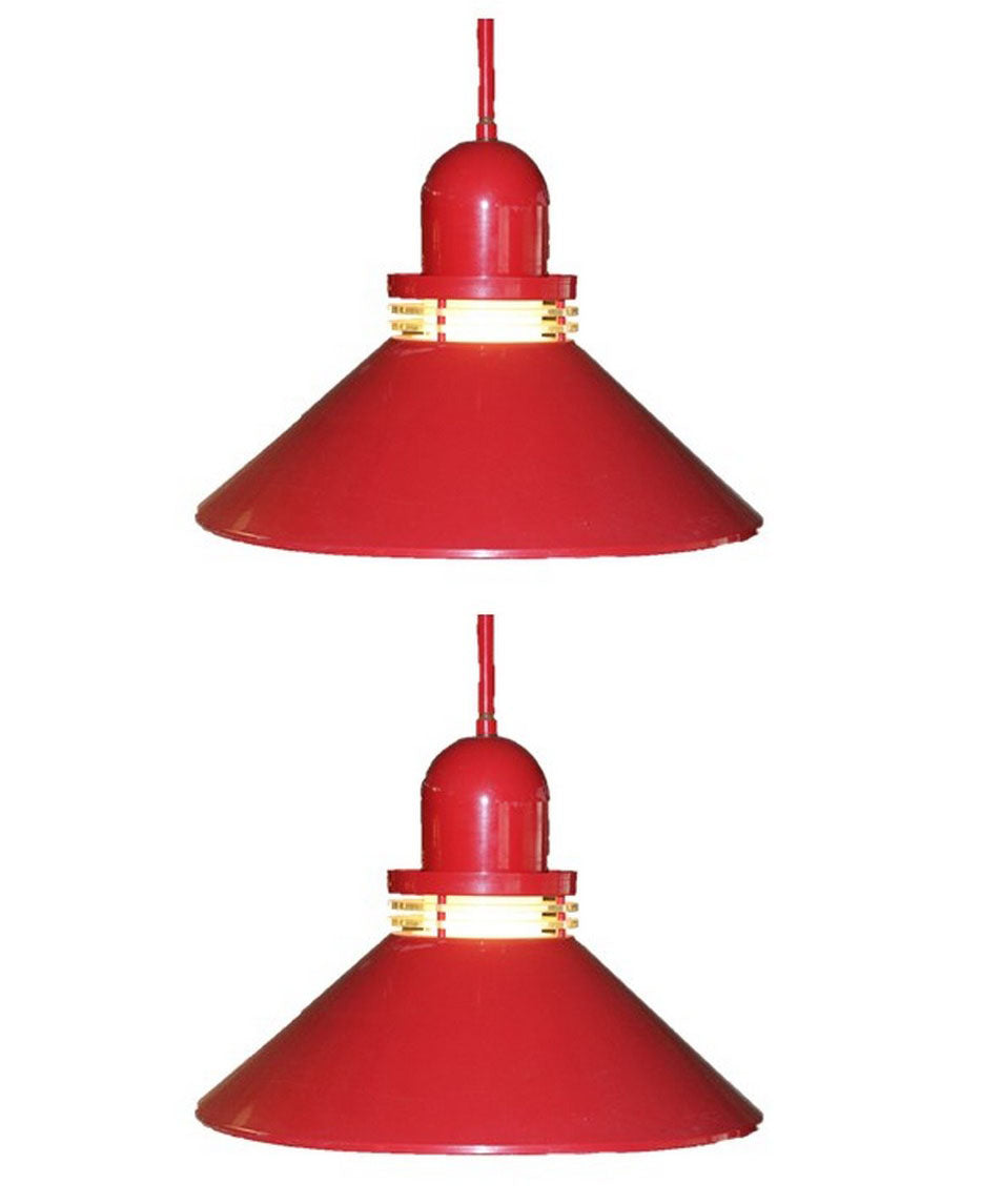 Set of 2 1970's Red Pendant Lamps