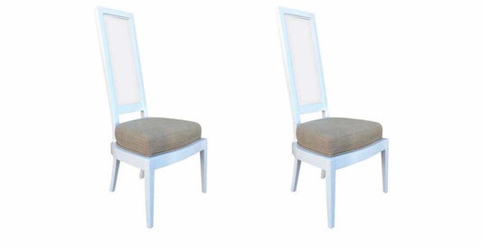 Pair 1970s White Lacquer and Lucite Dining Chairs