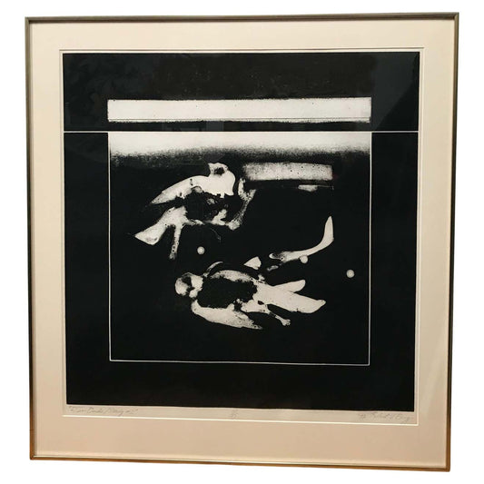 " Two Birds" Lithograph in Gold Frame by Robert Bey