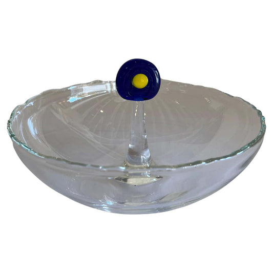 Mid-Century Modern Crystal Bowl with Central Knob by Marian Pyrcak