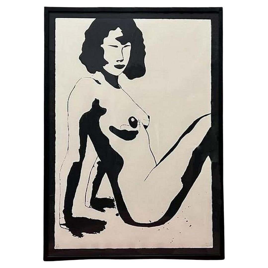 Black and White Screenprint of a Nude Asian Girl by Jason Pulgarin