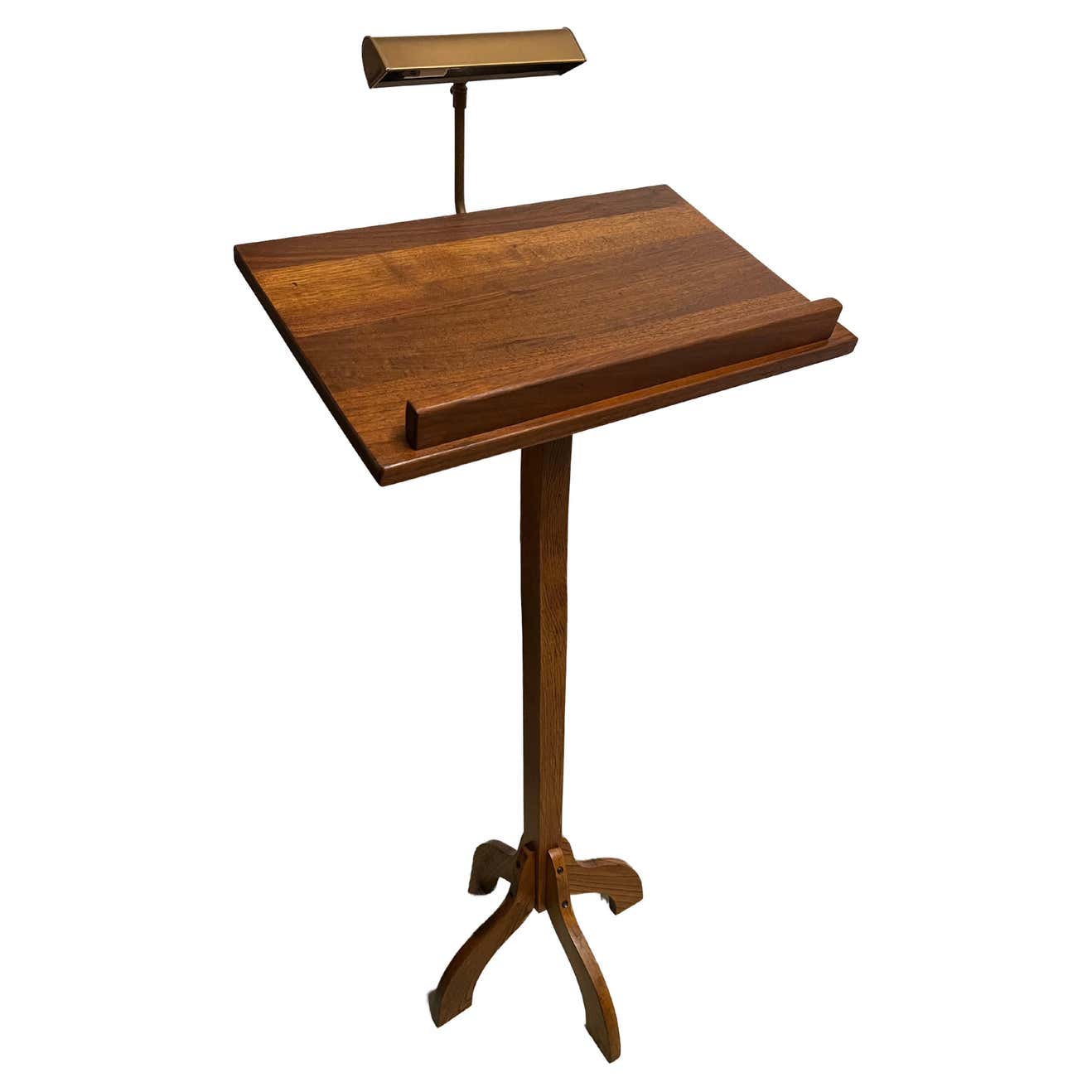 French Walnut Music Stand with Brass Light