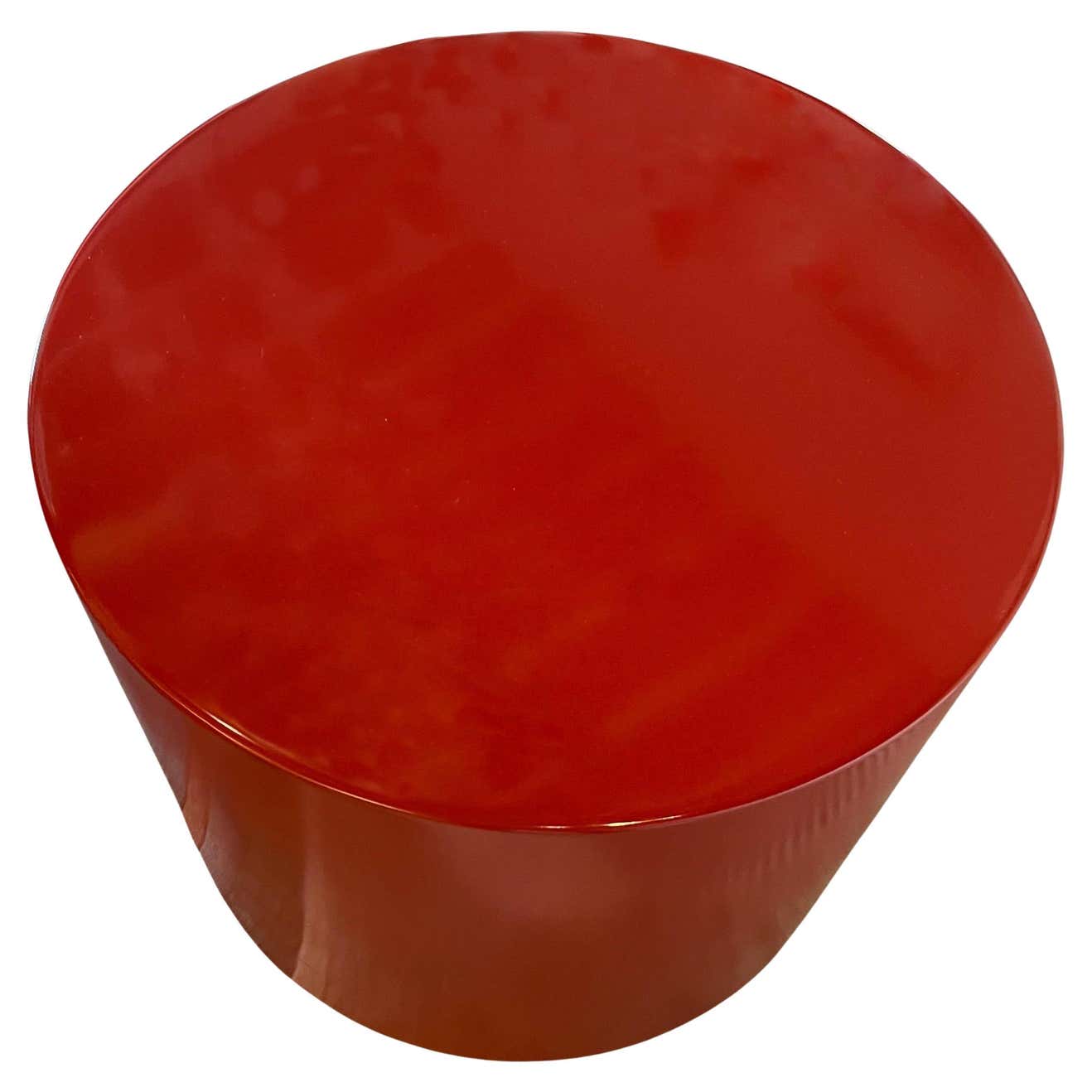 Bright Red Lacquered Swivel Pedestal Att. to Karl Springer