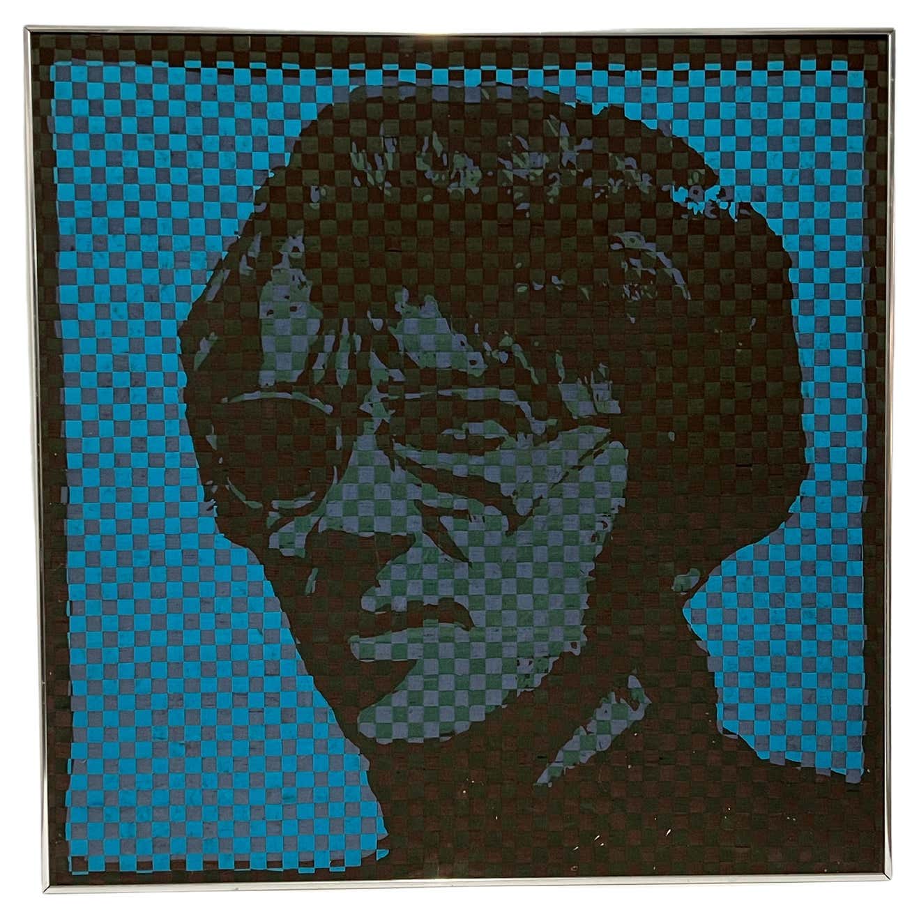 Blue Self Portrait Fabric Weaving #2 by Richard Proctor