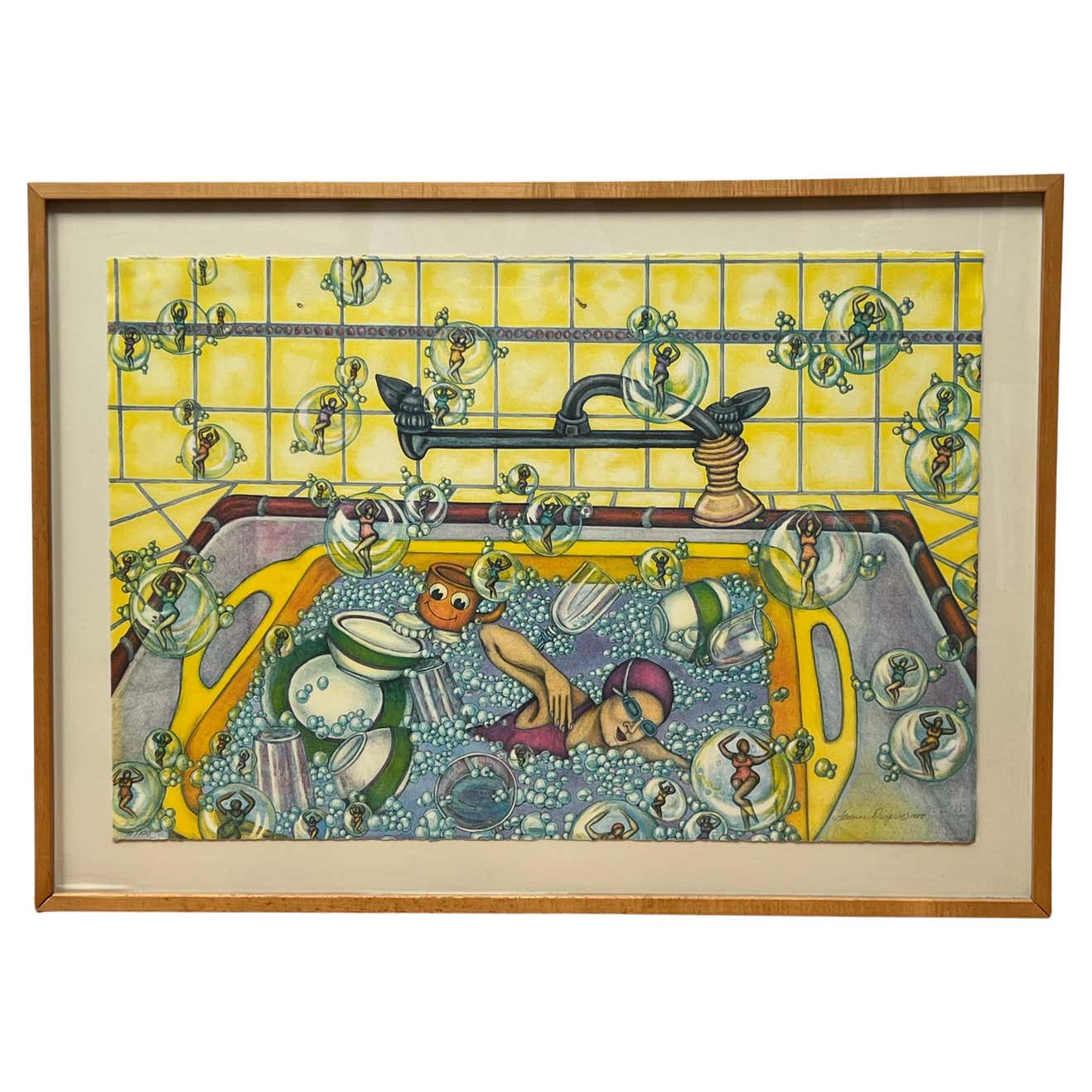 Bubble Bath Lithograph by Florence Duryer 