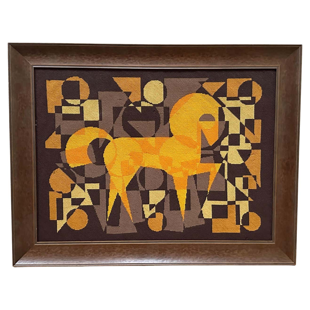 Modern Brown and Yellow Tapestry of a Horse by Patrice Allard