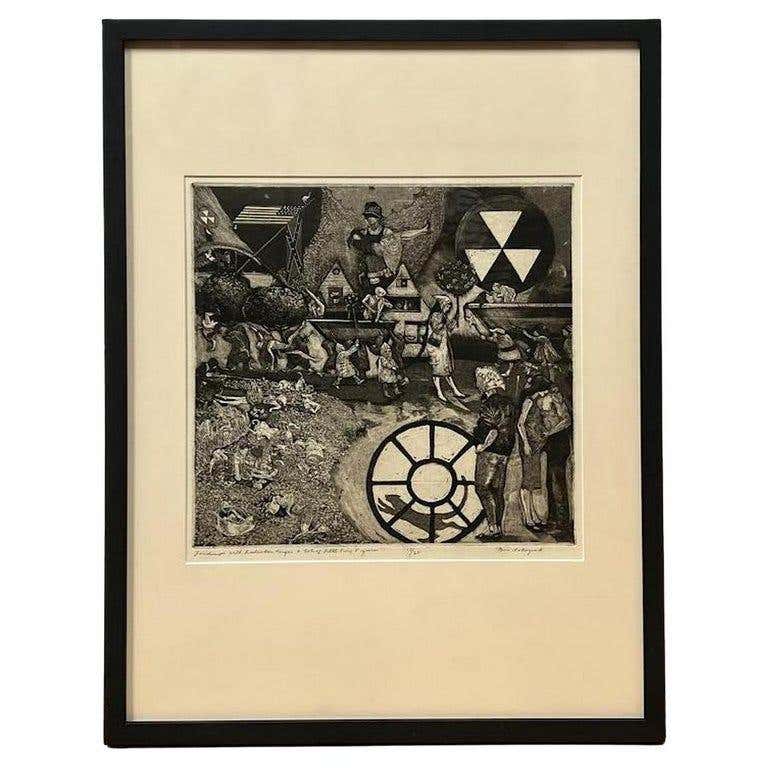 "Landscape with Radiations"  Black And White Etching Intaglio by Ben Sakoguchi