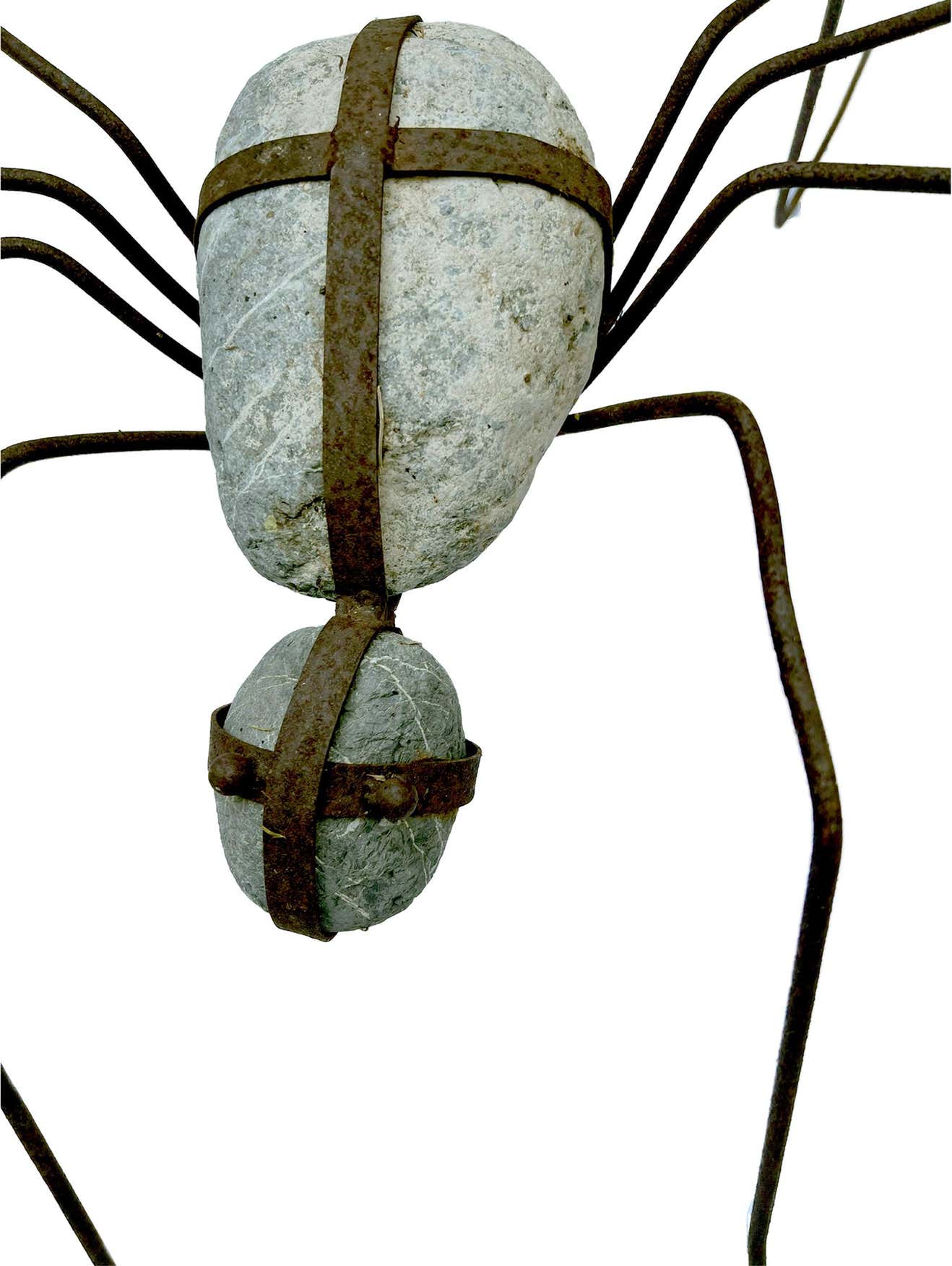 Large Iron and Stone Spider Sculpture