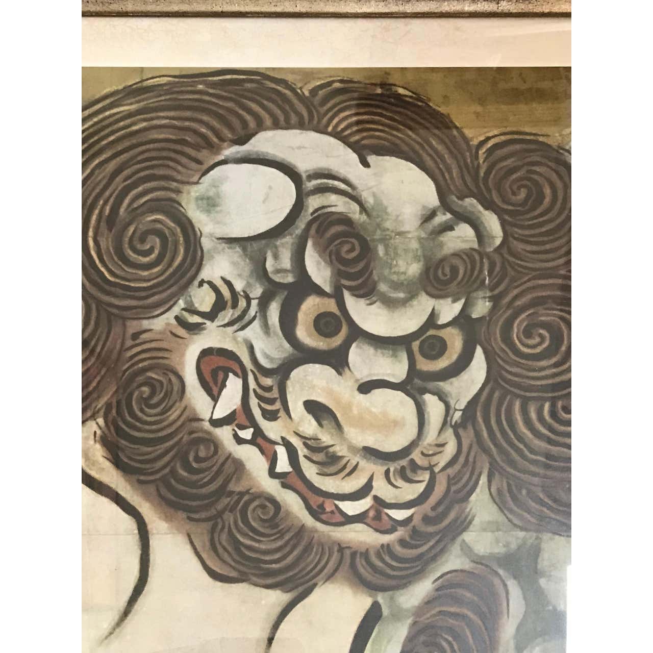 Woodblock of Karashishi Litograph by Kano Eitoku, Kano School